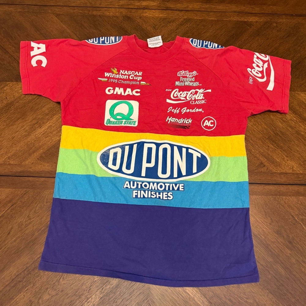 Vintage Chase Authentics Jeff Gordon NASCAR 24 DuPont Rainbow T-Shirt Large USA